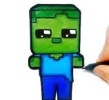 Desenho de Minecraft Zumbi de Desenho Animado para colorir